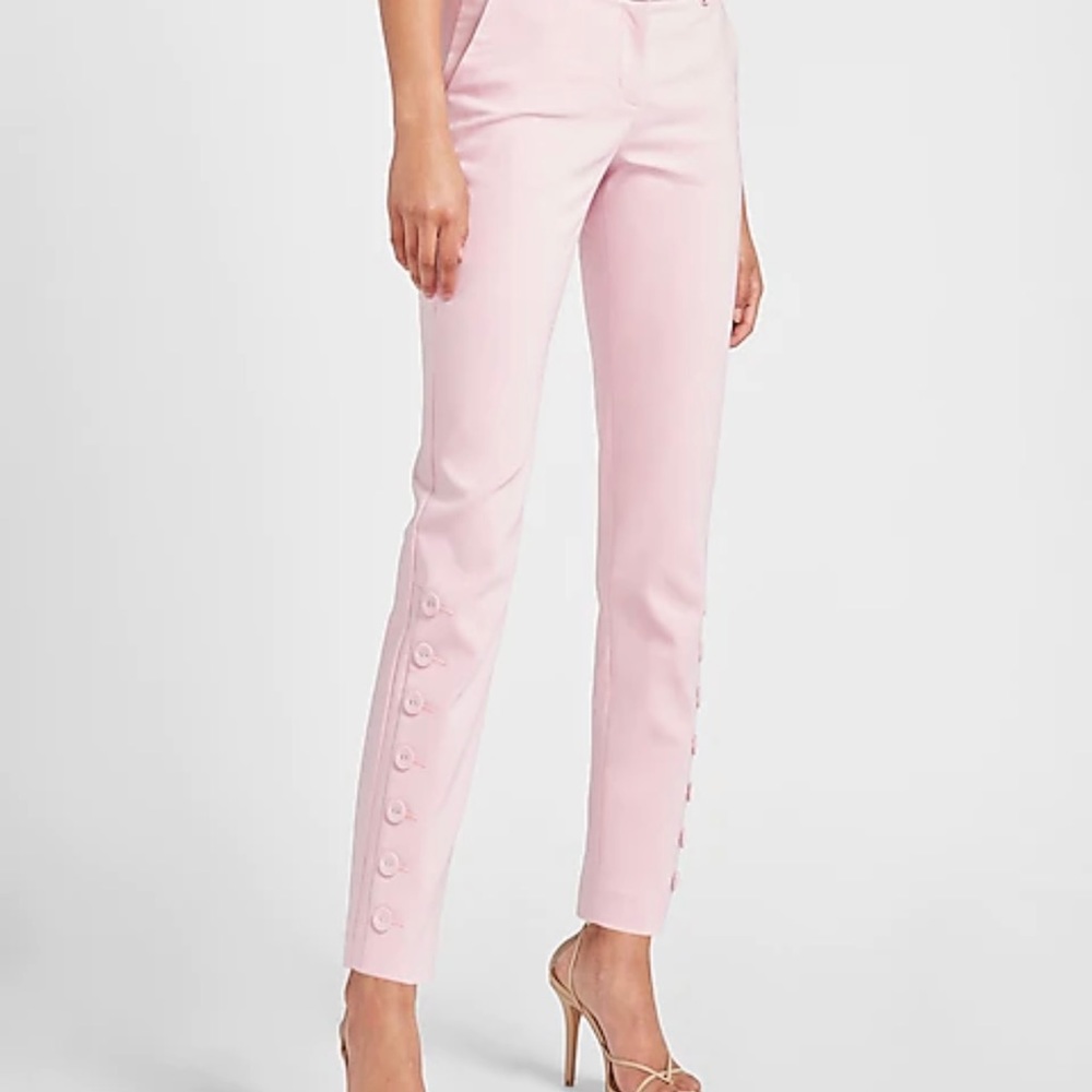 Express Mid Rise Button Hem Columnist Ankle Pant